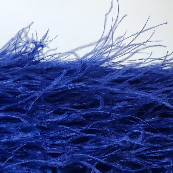 Size 3/4 royal blue feather one shoulder dress by Dave & Johnny short dress - Picture 7 of 9